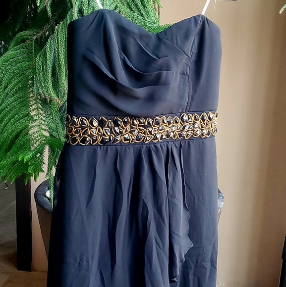 Trixxi Sleeveless High/Low Beaded Sash Gauzy Dress - Picture 1 of 3